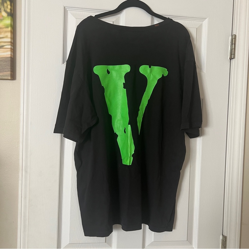 Black Vlone T-Shirt with Green V Graphic